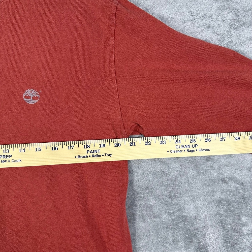 Timberland Long Sleeve T-Shirt Men Medium Red Cotton Graphic Logo Crew Neck Y2K - Picture 5 of 7